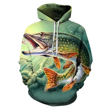 Модни нови риболовни мъжки блузи с 3D принтом, есенни улични качулки с карпом, забавни блузи за мъже и жени, hoody Оверсайз 1