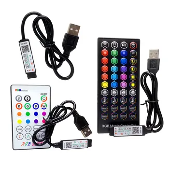 Музикален контролер Bluetooth с IR дистанционно 23 и 40 клавиш за led лента 5, 12, микрофон, интелигентните приложения, музика, USB RGB контролер 1