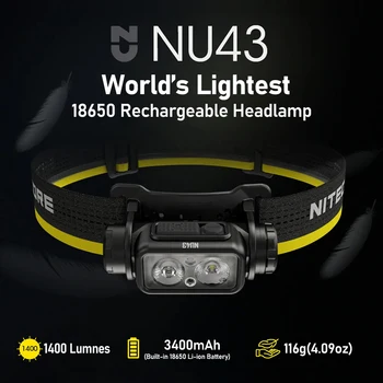 Налобный фенер NITECORE NU43 за нощуване на открито, светло налобный фенерче, лесен налобный лампа за къмпинг, джогинг, разходки 1