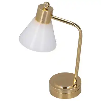Настолна лампа за куклена къща в мащаб 1:12, led микрометаллическая настолна лампа за куклена къща златисто кафяво 1