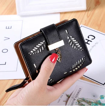 Нов дамски портфейл с двоен лист, кожен Клатч, държач за карти, портфейл, чанта, мини-сладко чанта цвят Каки, луксозна дизайнерска чанта Pochette Femme 1