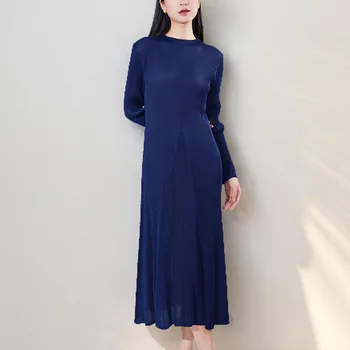 Оригинално Плиссированное рокля Miyake, Есен Дамско Дизайнерско рокля Sense, Малка Черна рокля Големи размери, Дамски пола трапецовидна форма 1