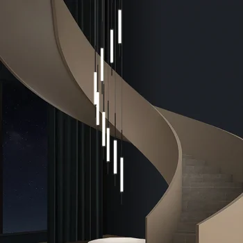 Полилей в стил минимализъм, led таван, висящи лампи за вили в тавана 2023 Дизайнерска лампа, подвесная полилей за дългата стълба в скандинавски стил, модерна 1