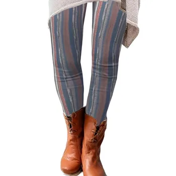 Разтеглив, Гамаши за жени, есенно-зимни ежедневни панталони в бохемски стил с модерен принтом, дебнещ гамаши за отдих в голям размер 1