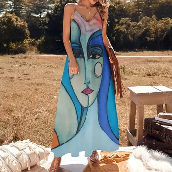 Рокля без ръкави Mujer Azul елегантни рокли големи размери-секси лятна рокля 2023 г. Рокля за бременни, Дамски дрехи 1