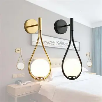Скандинавски Творчески Луксозна Стъклена топка Led, с монтиран на стената лампа За дневна Метален Модерен Минималистичен Нощни монтиран на стената лампа за спални осветителни Тела 1