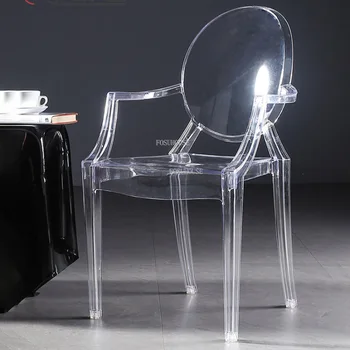 Скандинавски маса за Хранене, Кухненски стол Акрилен Прозрачен Пластмасов Стол Кристална Стол Дявола Призрак Творческа Дизайнерски стол за грим A 1