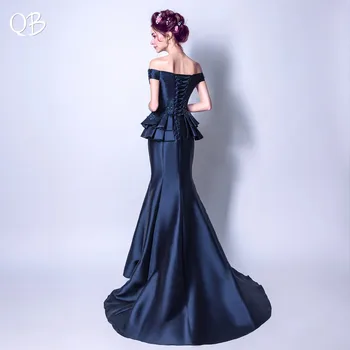 Тъмно синя шапчица-русалка с атласным перли и диаманти, елегантни и Официални Секси вечерни рокли за банкет на булката рокля за бала XK99 1
