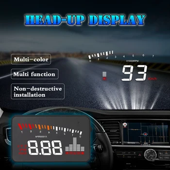 Централният дисплей X5 Car HUD OBD II система за предупреждение за превишаване на скоростта, проекторът на предното стъкло, автоматична електронна аларма напрежение 1