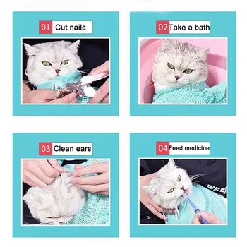 2022 нова окото чанта за вана за котки, окото чанта за баня от полиестер, регулируеми аксесоари за рязане на нокти за домашни любимци, душ за почистване на котки 2
