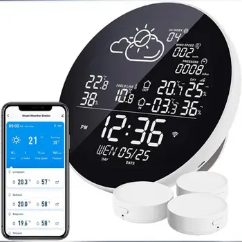 LCD цифров часовник Мултифункционален цифров сензор Sasha Календар на Hristo Wifi Умен термометър метеорологичната станция за smart home Влагомер 2