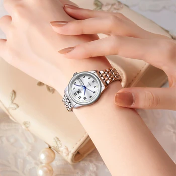 OLEVS Луксозни кварцови часовници за жени Елегантни часовници е от неръждаема стомана Светлинен водоустойчив ръчен часовник с дата на седмица Дамски часовници за рокли 2