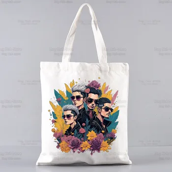 Tokio Hotel Group Music Y2K Rock Чанта За Пазаруване Grocery Клиент Джутовая Чанта За Пазаруване Чанта-Тоут Shoping за Еднократна Употреба Bolsa Compra Sacolas 2