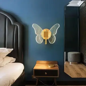 Акрилни монтиран на стената лампа LED butterfly с вътрешно осветление, нощно шкафче за спалня, Всекидневна, Украса стълби, монтиран на стената лампа 2
