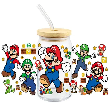 Аниме етикети Super Mario Bros, молив случай за вода, декоративни фигурки, играчки, Водоустойчив стикер за момчета и момичета, коледни подаръци за деца 2