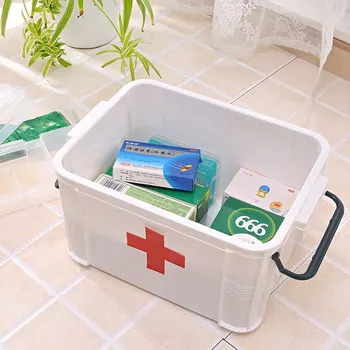Аптечка За Първа Помощ Кутия За Съхранение На Лекарства Преносим Авариен Кутия Домакински Двуслойни Кутии За Лекарства Организатор За Съхранение На Медицински Набиране 2