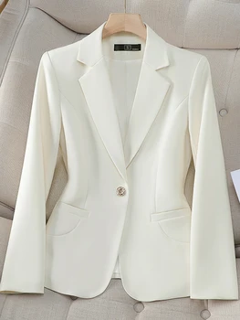 Блейзери за жени, палта, Модни и Ежедневни яке и шал яка на една пуговице, Пролет 2024, Нова Елегантна работно облекло, Тънки блейзери, палта 2