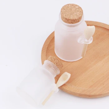 Бутилка соли за вана от матирана пластмаса, Здрава Кутия, Контейнер за маска и Крем с Корк Лъжица 2