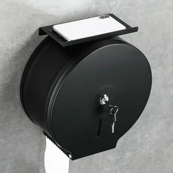 Водоустойчив Стенен държач за ролка хартия от неръждаема стомана, Неръждаема диспенсер за хартиени кърпички с рафт за телефон 2