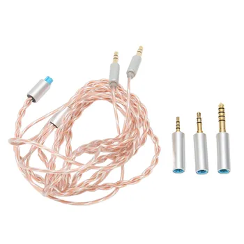 Кабел за обновяване на слушалки Двойна 3,5 мм 2-Жилен кабел Усукана звук Без загуба на Подмяна на кабел за слушалки 3 в 1 за T5P за Z7M2 за Ananda 2