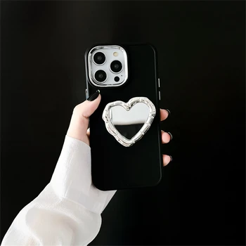 Корейски INS Love Heart Огледален Титуляр-Поставка Мек Калъф За Телефон iPhone 14 Pro Max 12 14 Pro С Покритие Луксозна Защитна Задната корица 2