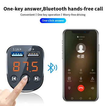 Мини-Автомобили Bluetooth 5,0 MP3 Плейър, Безжичен Аудиоприемник Хендсфри Автоматично FM Модулатор 3.1 A Бързо Зарядно Устройство, Комплект за Автомобил FM Трансмитер 2