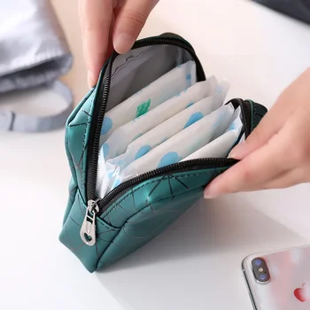 Многофункционални чанти за хигиенни тампони с ромбовидным модел, Органайзер за съхранение на хартиени кърпички, дамски чанти за уплътнения, преносими козметични чанти 2