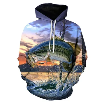 Модни нови риболовни мъжки блузи с 3D принтом, есенни улични качулки с карпом, забавни блузи за мъже и жени, hoody Оверсайз 2