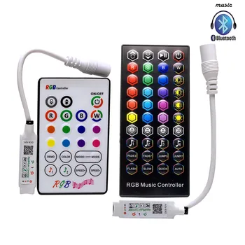 Музикален контролер Bluetooth с IR дистанционно 23 и 40 клавиш за led лента 5, 12, микрофон, интелигентните приложения, музика, USB RGB контролер 2