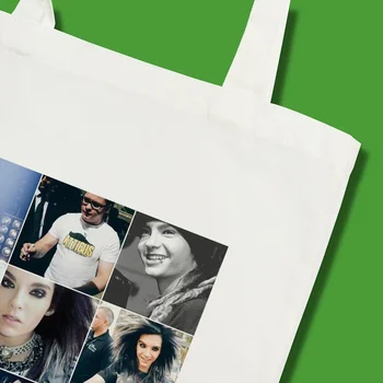 Мультяшные Еко-торбички за пазаруване Tokio Hotel, Дамски чанти за многократна употреба-тоут За жени, Безплатна доставка, пазарска Чанта през рамо 2