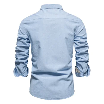 Мъжки Оксфордские Ризи AIOPESON С дълъг ръкав, 100% Памук, Обикновена Социални Ризи за Мъже, Новата Пролетно-Есенна Мъжки Дизайнерски дрехи 2
