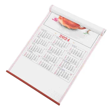 Окачен календар с скролиране, Календари в 2024 година, Ежемесечно ползване в стаята, Ежедневна употреба в офиса, Празнична хартия, Стена за посещения на дома. 2