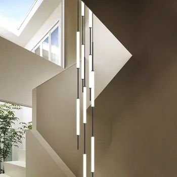 Полилей в стил минимализъм, led таван, висящи лампи за вили в тавана 2023 Дизайнерска лампа, подвесная полилей за дългата стълба в скандинавски стил, модерна 2