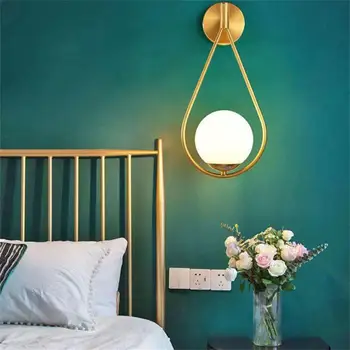 Скандинавски Творчески Луксозна Стъклена топка Led, с монтиран на стената лампа За дневна Метален Модерен Минималистичен Нощни монтиран на стената лампа за спални осветителни Тела 2