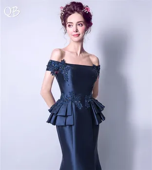 Тъмно синя шапчица-русалка с атласным перли и диаманти, елегантни и Официални Секси вечерни рокли за банкет на булката рокля за бала XK99 2