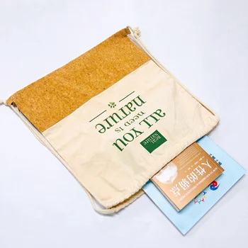 натурален раница на съвсем малък от 100% памук, екологично чиста дървена corkboard чанта с логото, памучен corkboard чанта за пазаруване 2