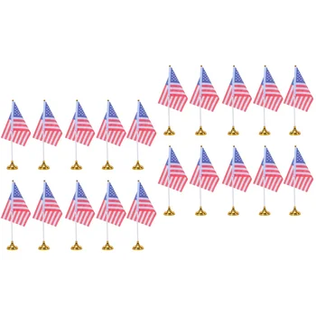 96 Бр Творчески американския тенис на флаг Националният флаг на САЩ Флаг на страната Настолни знамена Украса на масата и за домашен офис (24 златни кръг) 3
