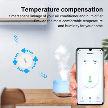 Sasha Zigbee 3.0 Сензор за температура и влажност на Приложението Smart Home Life Наблюдение в реално време на Работа обвързани със собствените си ръце с Алекса Google Home 3