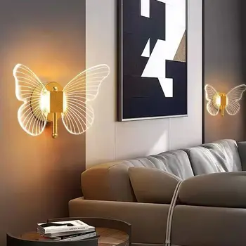Акрилни монтиран на стената лампа LED butterfly с вътрешно осветление, нощно шкафче за спалня, Всекидневна, Украса стълби, монтиран на стената лампа 3