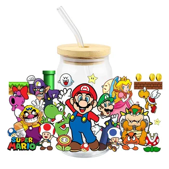 Аниме етикети Super Mario Bros, молив случай за вода, декоративни фигурки, играчки, Водоустойчив стикер за момчета и момичета, коледни подаръци за деца 3
