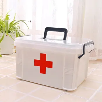 Аптечка За Първа Помощ Кутия За Съхранение На Лекарства Преносим Авариен Кутия Домакински Двуслойни Кутии За Лекарства Организатор За Съхранение На Медицински Набиране 3