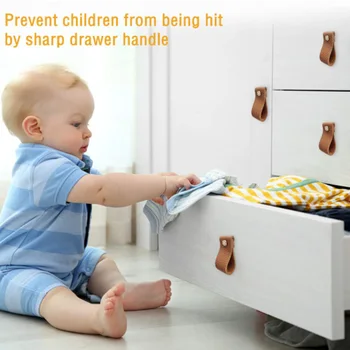 Дръжка чекмедже от мека изкуствена кожа Nordic, чекмеджето на шкафа, врата копчето за мебели, обков за защита на деца 3