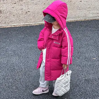 Зимно палто за момичета, ватирани якета с дължина до коляното, от 2 до 10 години, 2023, Зимни парк За момчета, Дебела Топла Горна дреха, Детски Модни Якета 3