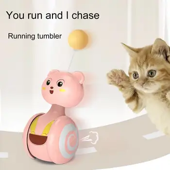 Интерактивна играчка-котка от пера с въртяща се топка, забавен домашен любимец Bumbler за безкрайно забавление 3