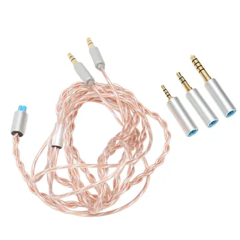 Кабел за обновяване на слушалки Двойна 3,5 мм 2-Жилен кабел Усукана звук Без загуба на Подмяна на кабел за слушалки 3 в 1 за T5P за Z7M2 за Ananda 3