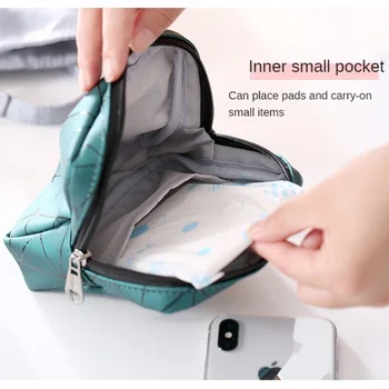 Многофункционални чанти за хигиенни тампони с ромбовидным модел, Органайзер за съхранение на хартиени кърпички, дамски чанти за уплътнения, преносими козметични чанти 3