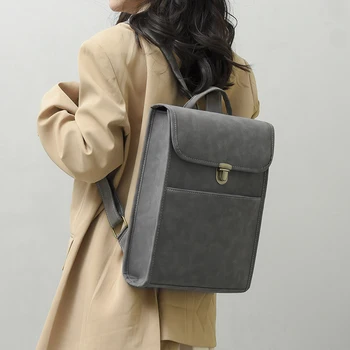 Модерен женски раница, ретро кожена раница за момичета, училищна чанта с голям капацитет, женствена чанта през рамо, раница Mochila 3