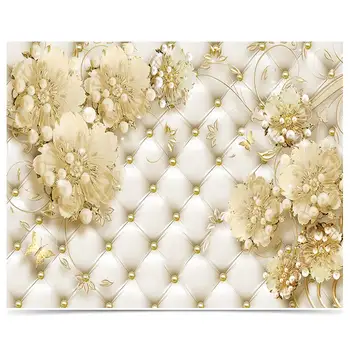 Модерни и семпли бижута цвете кристален диамант обтегач мека чанта 3D дневна спалня по поръчка самозалепващи се тапети стенопис 3