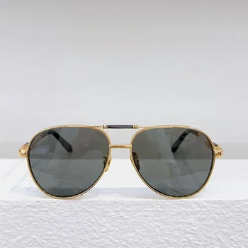 Мъжки слънчеви очила метална овална рамка Z030 с двоен лъч в стил ретро-пилот Дамски слънчеви очила със сребърни светлоотразителни лещи, Синьо-кафяв цвят 3