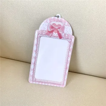 Нов 3-инчов завързана папийонка Kpop Photo Card Holder Idol Photo Protective Display Sleeves Канцеларски материали Kawaii 3